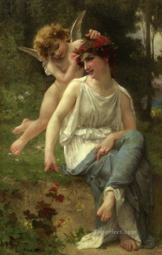 Guillaume Seignac Painting - Cupido adorando a una joven doncella Guillaume Seignac